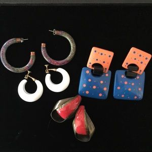 Vintage Three Pierced &  One Screw On Earring Set
